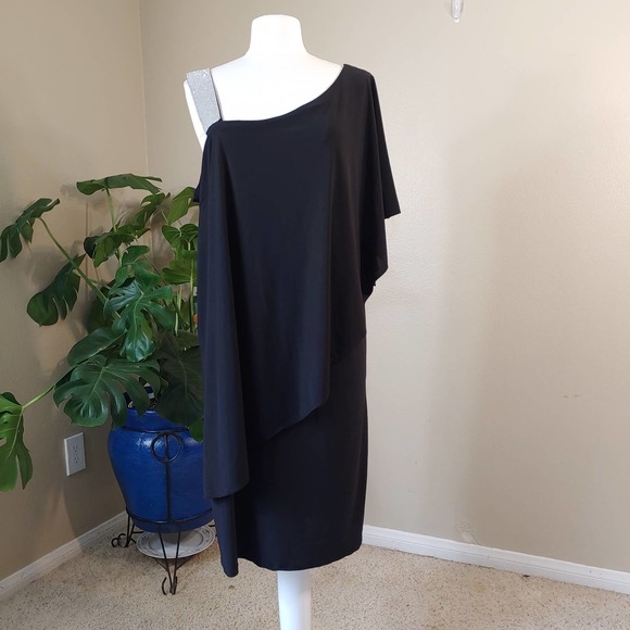 R&M Richards  Plus Size Rhinestone-Trim One-Shoulder Dress  Size 20W - Picture 3 of 6